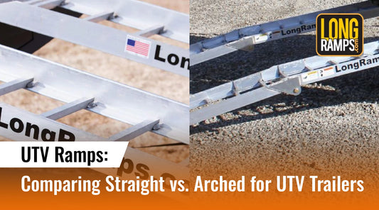 A side-by-side comparison of LongRamps straight UTV ramps illustrating how do I choose the right ramp for my UTV trailer by demonstrating the reinforced structural integrity and thickened 6061-T6 aluminum wall profile.